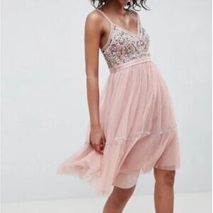 Needle & Thread Blush Pink Floral Midi Dress